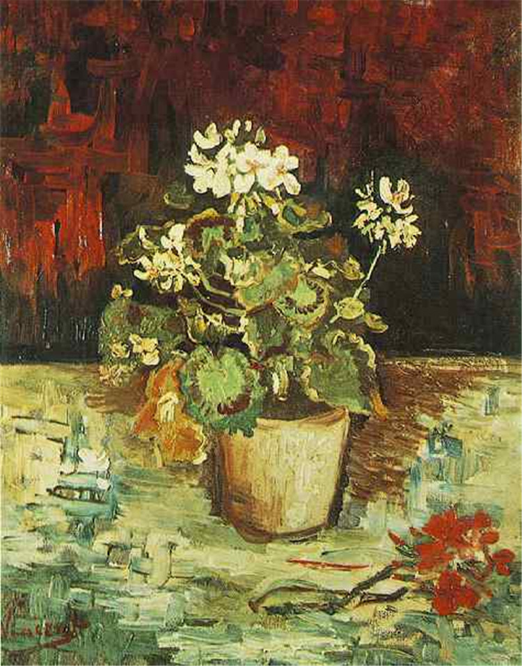 Geranium In A Flowerpot Van Gogh Oil Painting